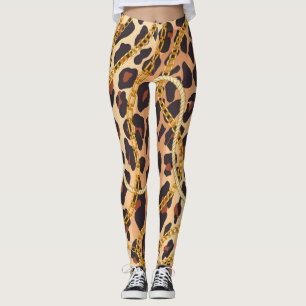 Leggings Impresión barroca de animales, diseño de cadena