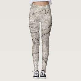 Leggings Impresión blanca y negra encantadora: Chica joven 