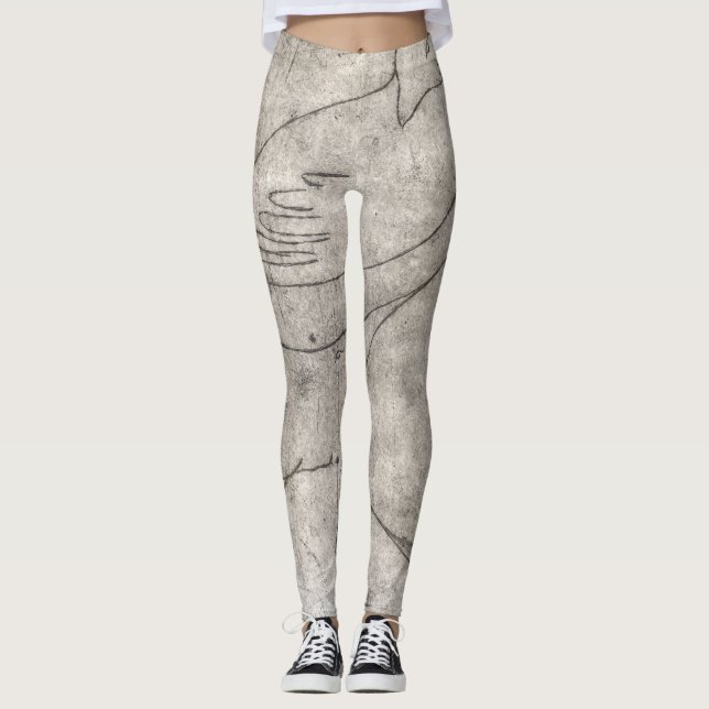 Leggings Impresión blanca y negra encantadora: Chica joven  (Anverso)