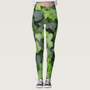 Leggings Impresión botánica de marfil verde
