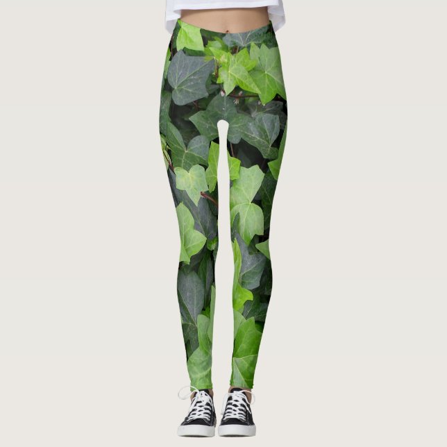 Leggings Impresión botánica de marfil verde (Anverso)