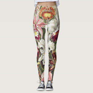 Leggings Impresión botánica vintage de orquídea de Ernst Ha