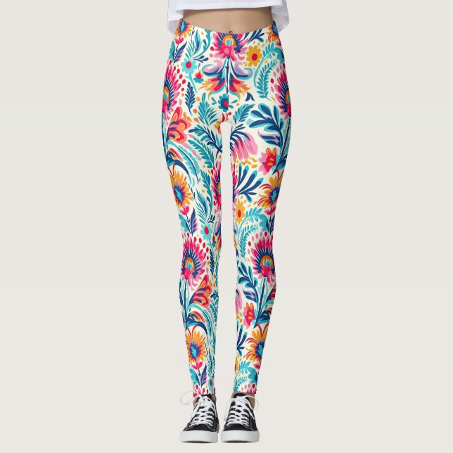 Leggings Impresión caprichosa de la floral bohemia (Anverso)