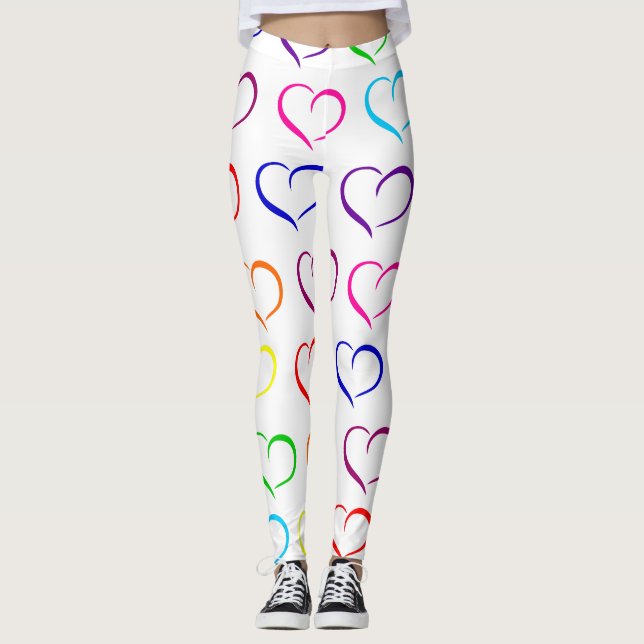 Leggings Impresión cardíaca arcoiris, El día de San Valentí (Anverso)