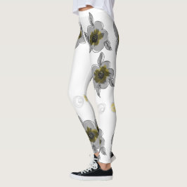 Leggings Impresión con flores grises