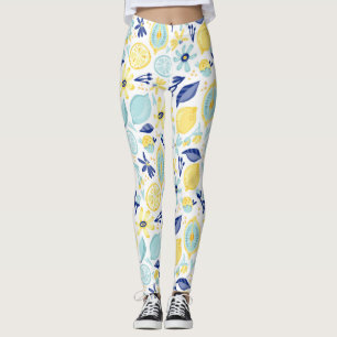 Leggings Impresión con motivos verdes y azules amarillos e