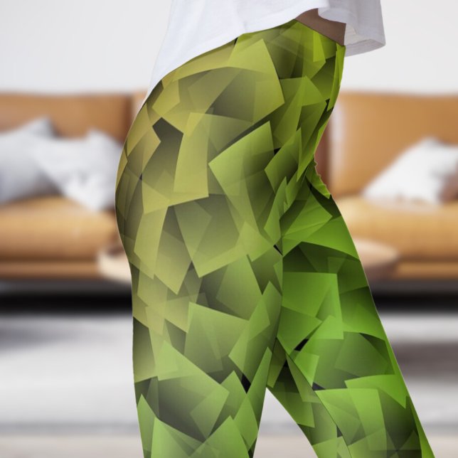 Leggings Impresión cruzada verde (Post it Cubism in Green)