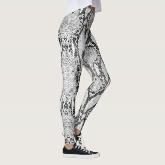 Leggings Impresión cutánea de serpientes blancas