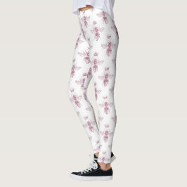 Leggings Impresión de abejas de mármol rosa y burbuja elega