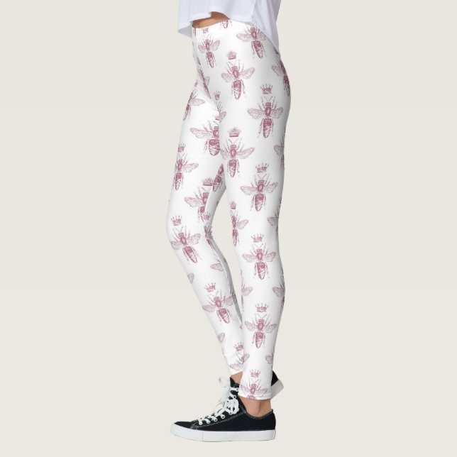 Leggings Impresión de abejas de mármol rosa y burbuja elega (Izquierda)