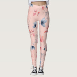 Leggings Impresión de acuarela floral - Bkgrd rosa