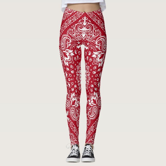 Leggings Impresión de andana roja y blanca (Anverso)