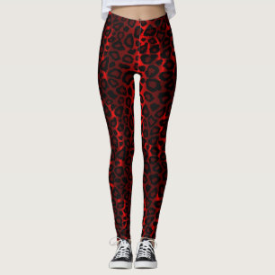 Leggings Impresión de animal oscuro del leopardo rojo