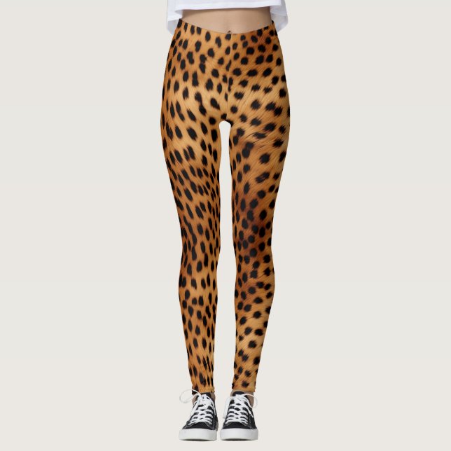 Leggings Impresión de animales con queso marrón y negro (Anverso)