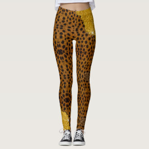 Leggings Impresión de animales de cuero de Bonito con Purp