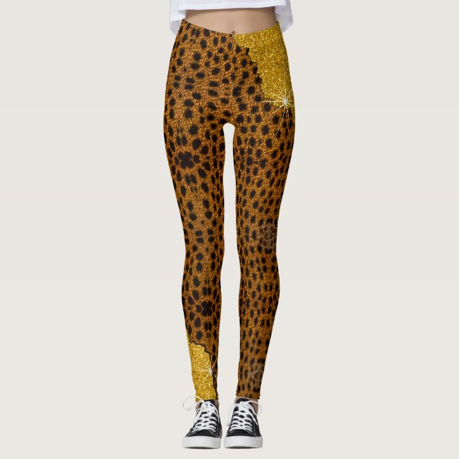 Leggings Impresión de animales de cuero de Bonito con Purpu (Anverso)