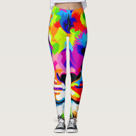 Leggings Impresión de animales de león arcoiris líquido bot