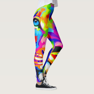 Leggings Impresión de animales de león arcoiris líquido bot