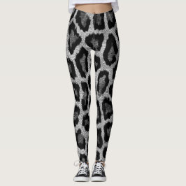 Leggings Impresión de animales de leopardo negro gris