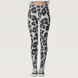 Leggings Impresión de animales de leopardo negro gris marró