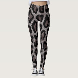 Leggings Impresión de animales de leopardo negro gris marró