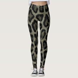 Leggings Impresión de animales de leopardo negro gris marró