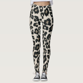 Leggings Impresión de animales de leopardo negro gris marró