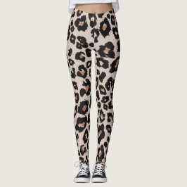Leggings Impresión de animales de leopardo negro gris marró
