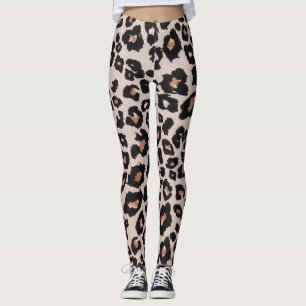 Leggings Impresión de animales de leopardo negro gris marró