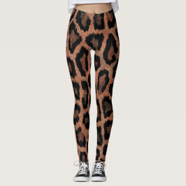 Leggings Impresión de animales de leopardo negro marrón roj