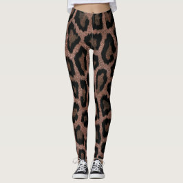 Leggings Impresión de animales de leopardo negro rojo dorad