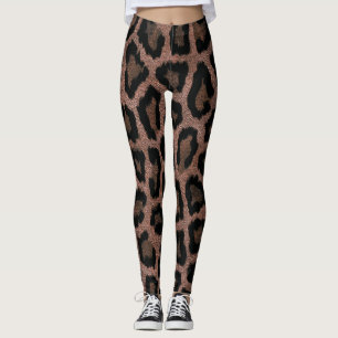 Leggings Impresión de animales de leopardo negro rojo dorad