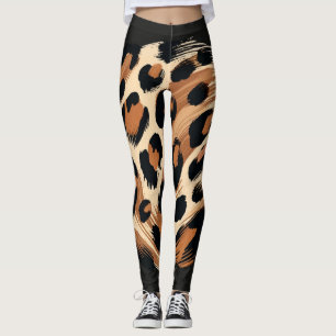 Leggings Impresión de animales de leopardo pintados en crem