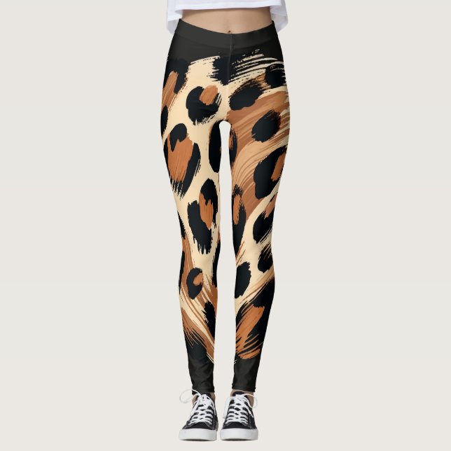 Leggings Impresión de animales de leopardo pintados en crem (Anverso)