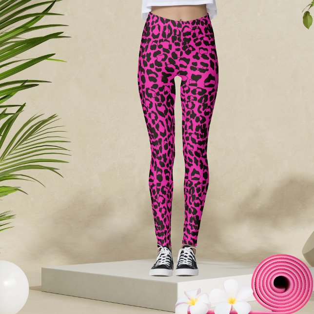 Leggings Impresión de animales de leopardo rosa caliente (Subido por el creador)
