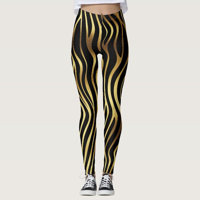 Leggings Impresión de animales en negro y oro (Anverso)