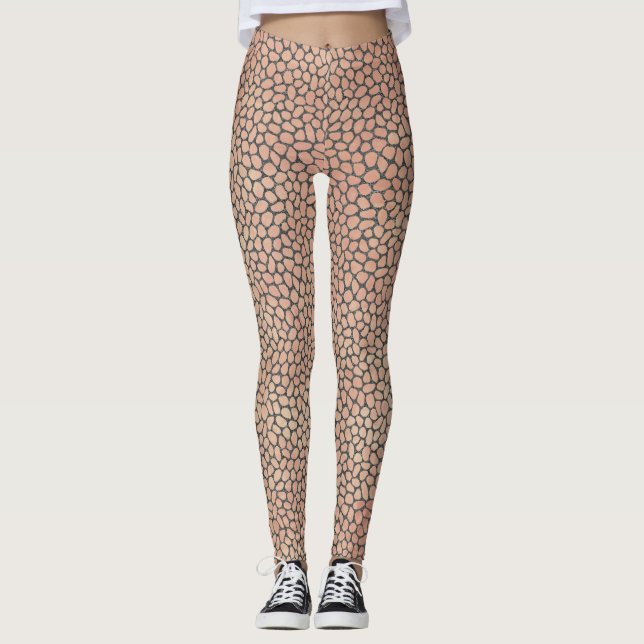 Leggings Impresión de animales modernos de mosaico rosa y g (Anverso)