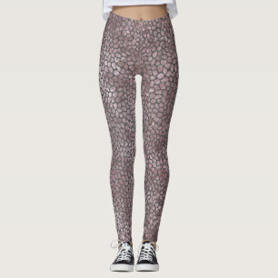 Leggings Impresión de animales modernos de mosaico rosa y g