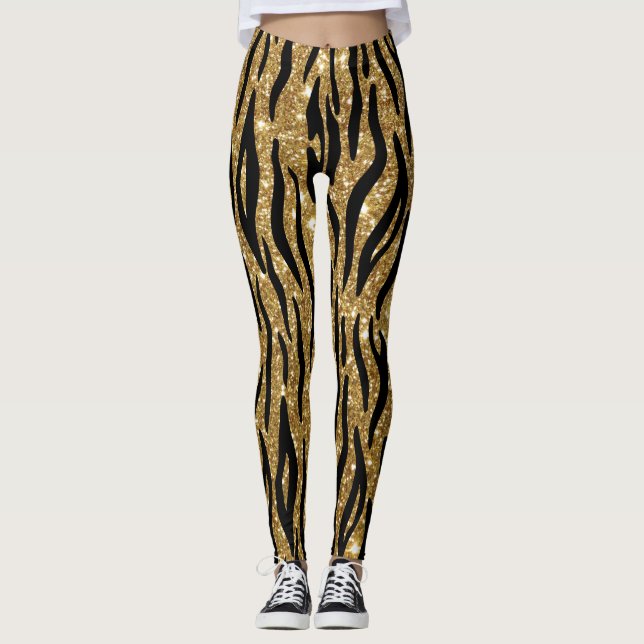 Leggings Impresión de animales Purpurinas de oro (Anverso)
