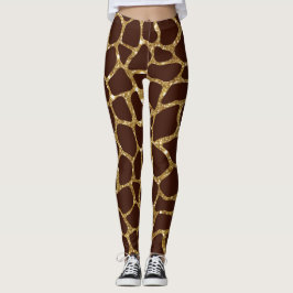 Leggings Impresión de animales Purpurinas de oro