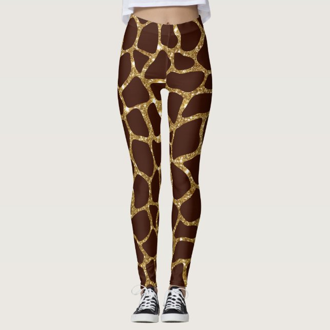 Leggings Impresión de animales Purpurinas de oro (Anverso)