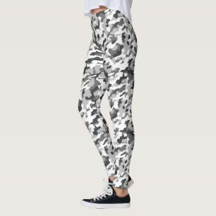 Leggings Impresión de camo negro, blanco y gris de moda