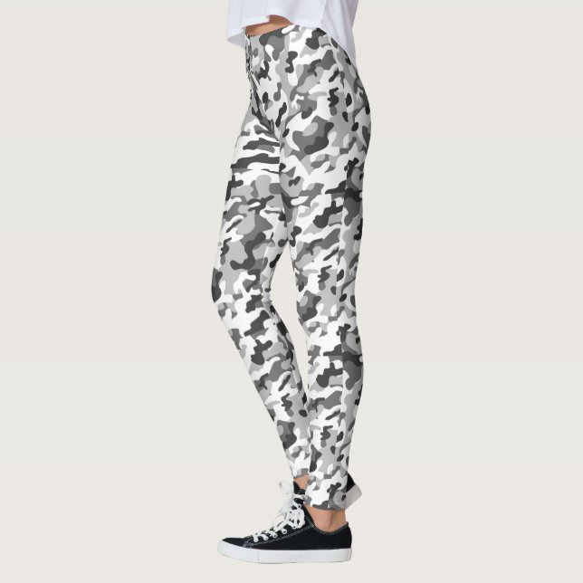 Leggings Impresión de camo negro, blanco y gris de moda (Izquierda)