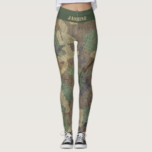 Leggings Impresión de campamento militar para caza y pesca