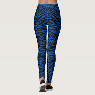 Leggings Impresión de cebra azul cobalto y negro