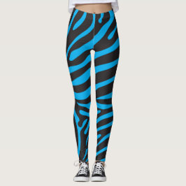 Leggings Impresión de cebra negra y turquesa