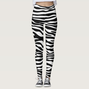 Leggings Impresión de cebra, rayas de cebra, negro y blanco