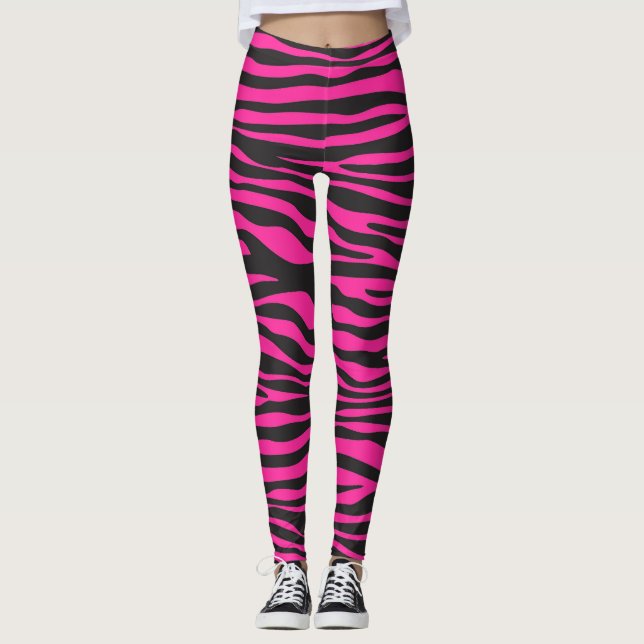 Leggings Impresión de cebra rosa y negra (Anverso)