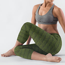 Leggings Impresión de cebra verde y negro