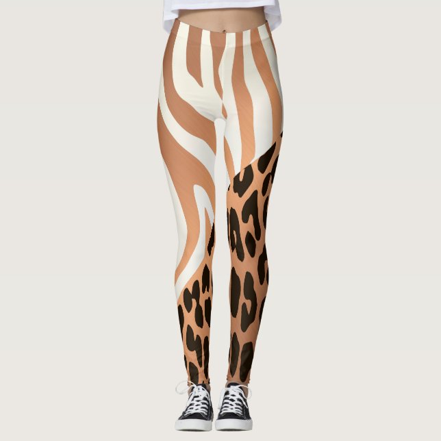 Leggings Impresión de cebra y leopardo (Anverso)
